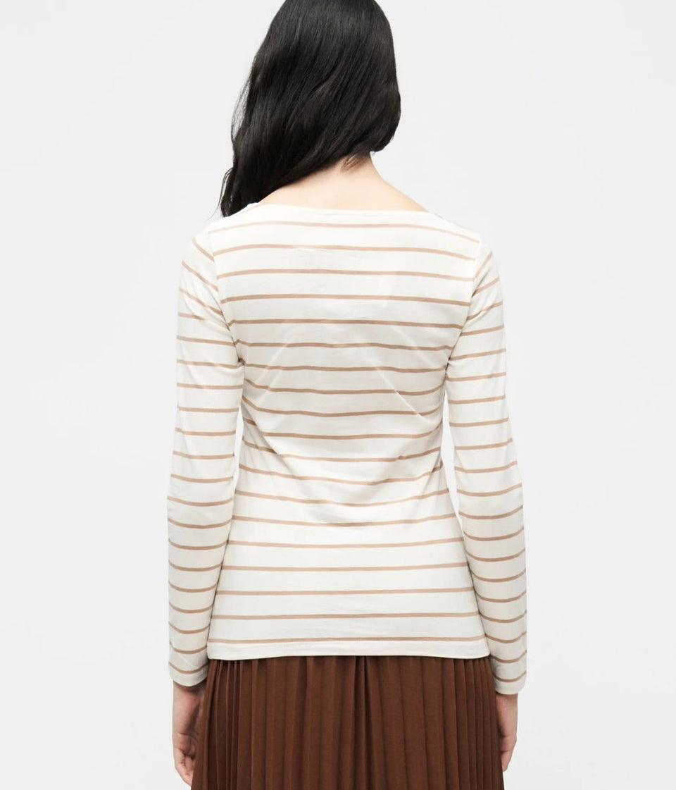 Cream Striped Long Sleeve Top