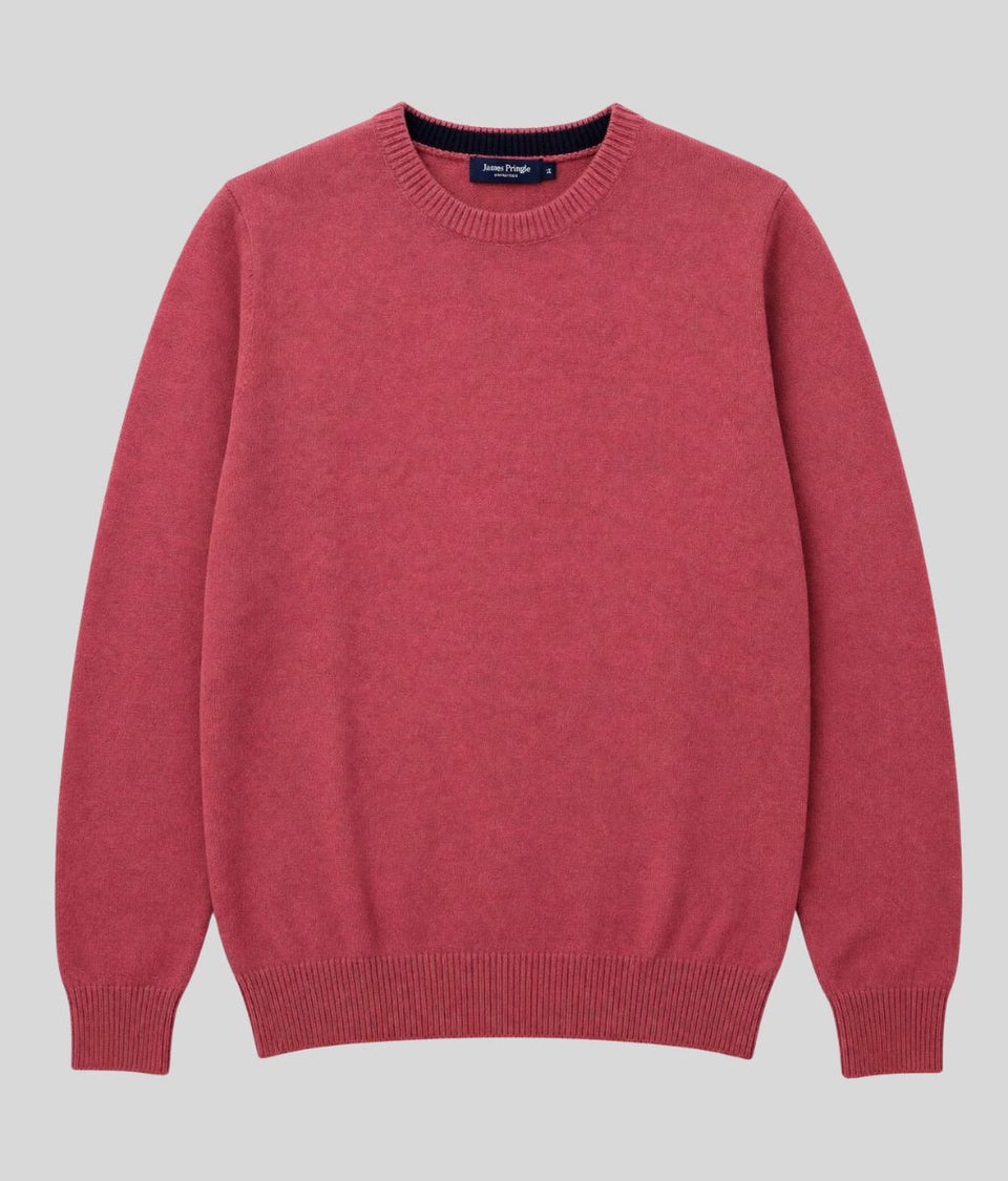 Mens Pink Wool Crew Neck Jumper