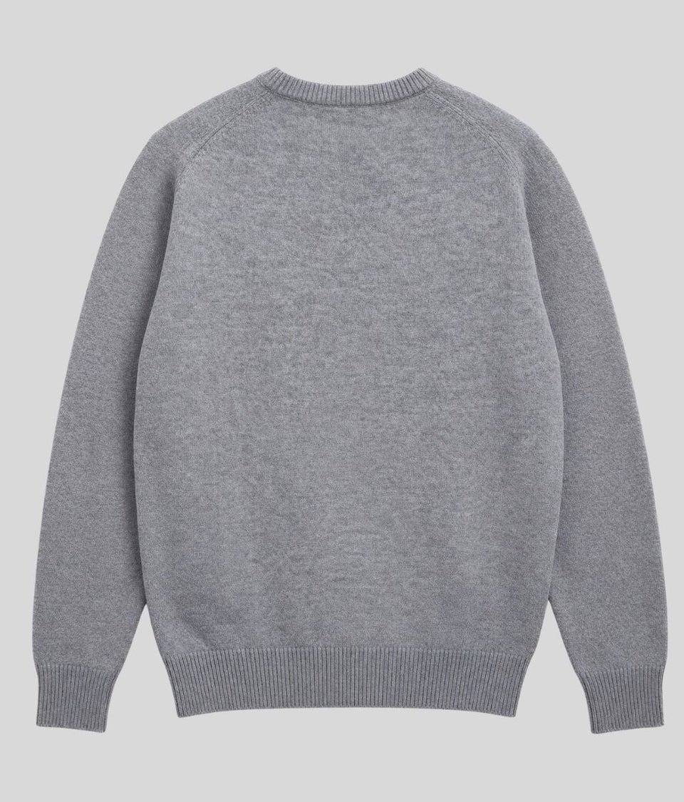 Mens Grey Wool Crew Neck Jumper