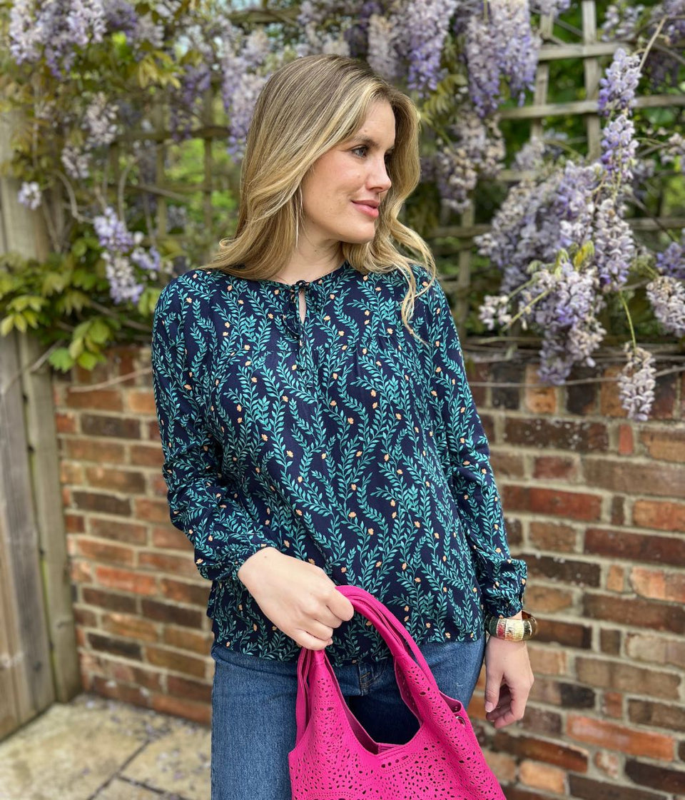 Brakeburn Navy Flower Print Blouse