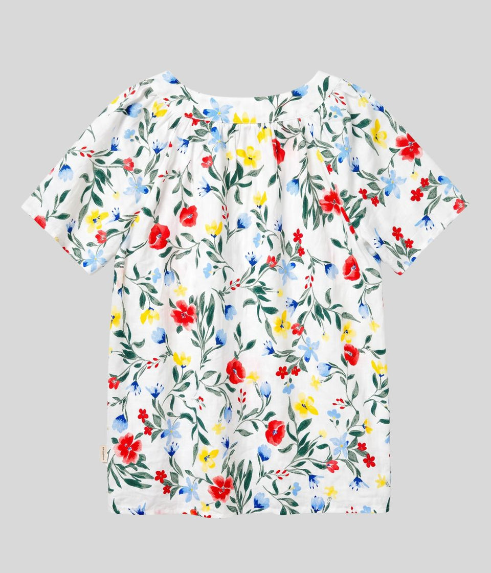 White Flower Smock Blouse