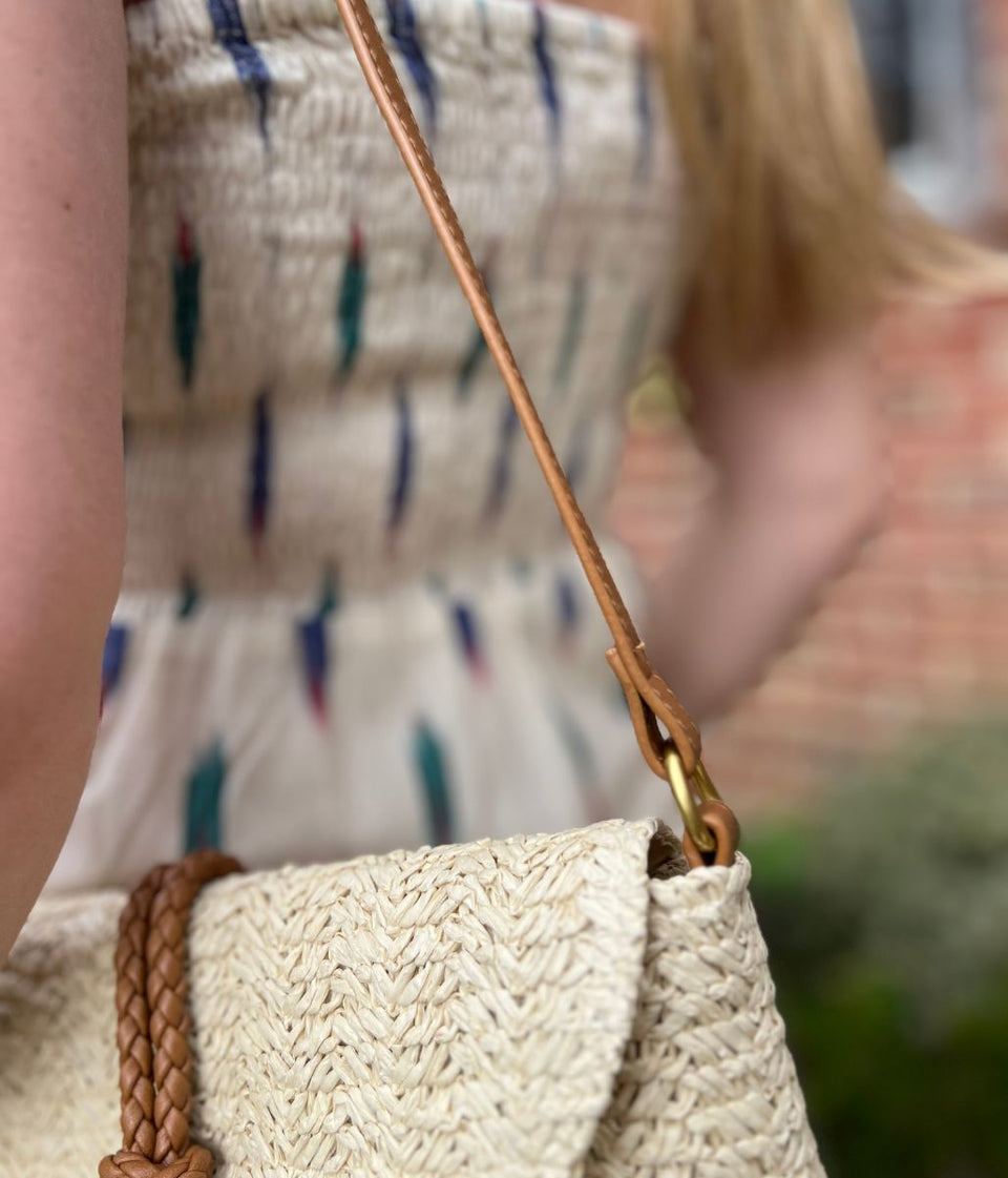 Nomads Ivory Ikat Print Midi Dress