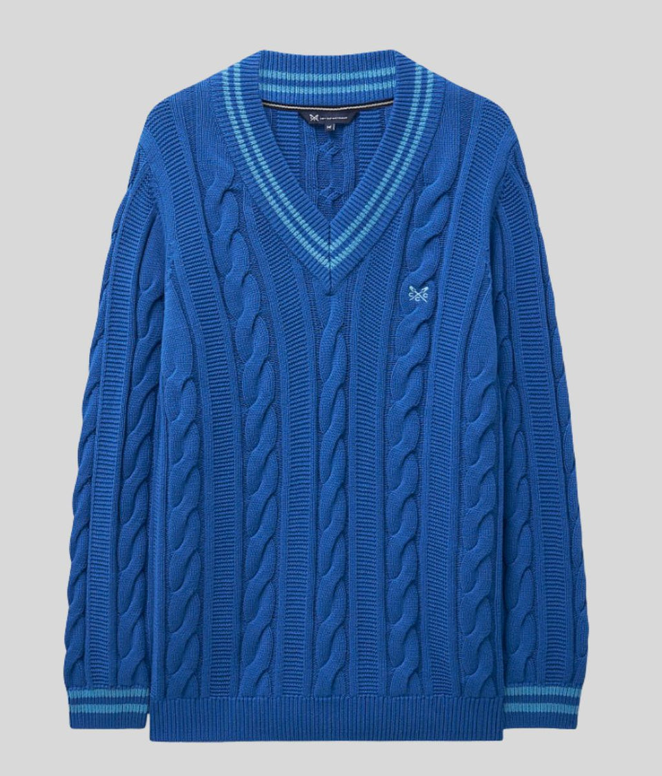 Mens Blue V Neck Cricket Jumper
