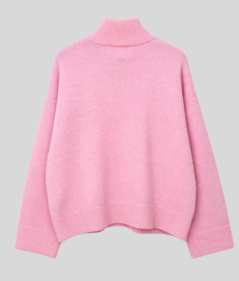 Pink Designer Sia Alpaca Wool Zip Cardigan