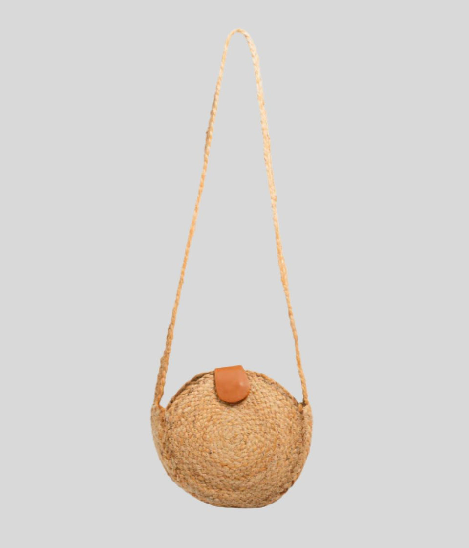 Palma Jute Round Crossbody Bag