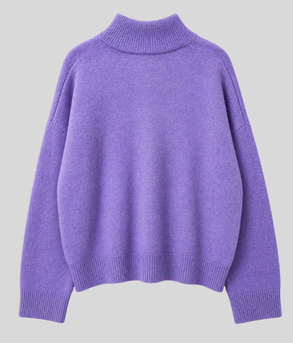 Lilac Designer Sia Alpaca Wool Zip Cardigan