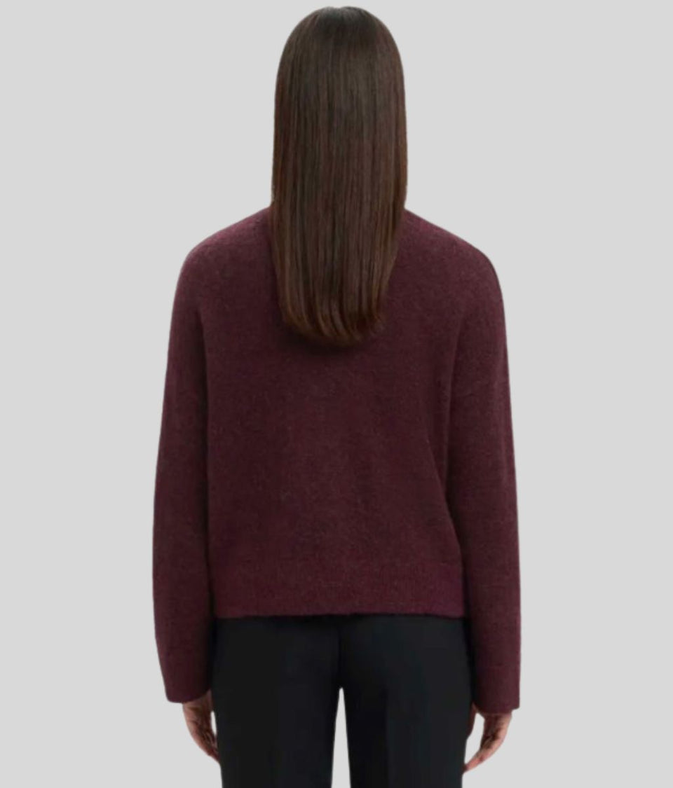 Burgundy Designer Sia Alpaca Wool Zip Cardigan