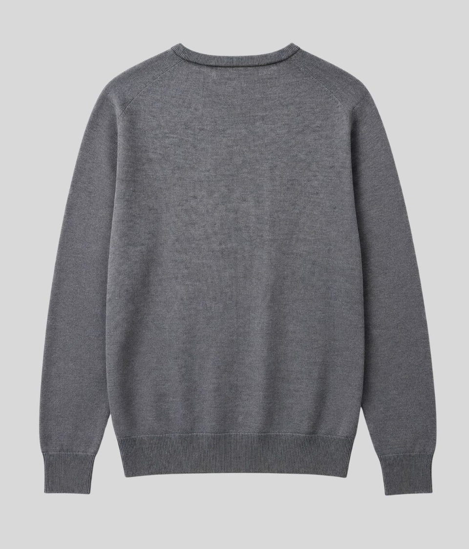 Mens Grey Extra Fine Merino Wool Jumper