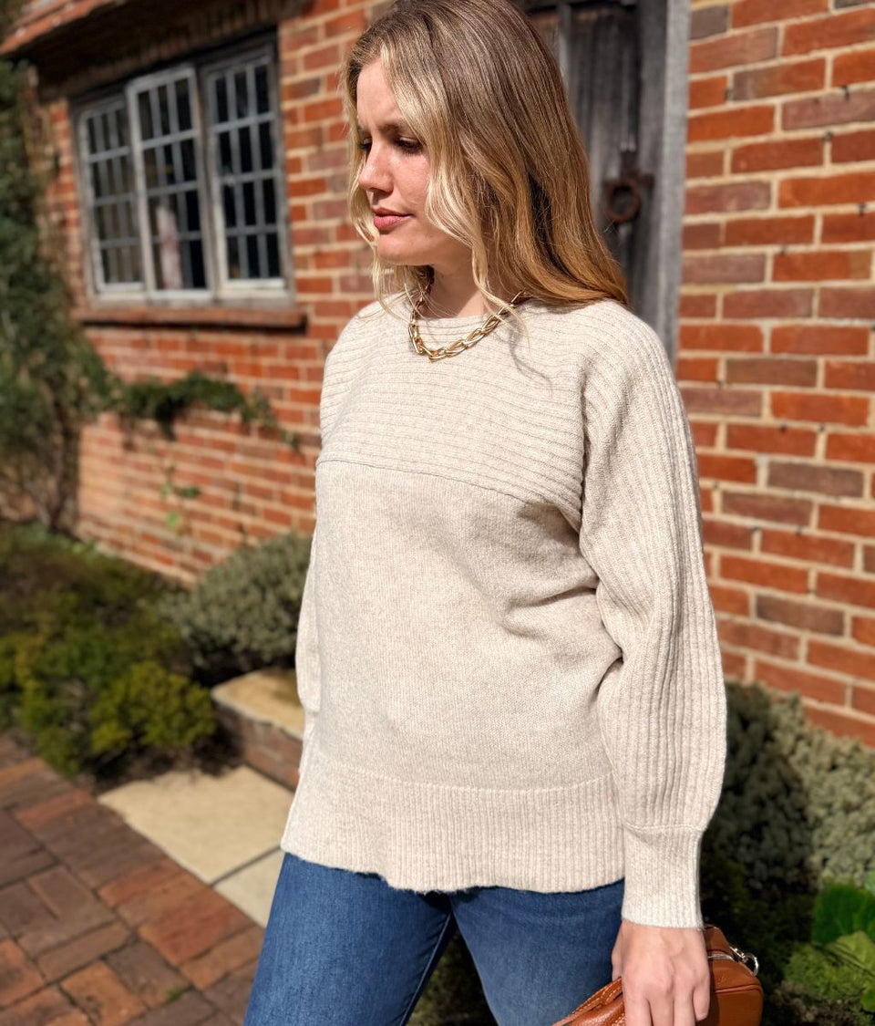 Natural Contrast Ribbed Premium Jumper