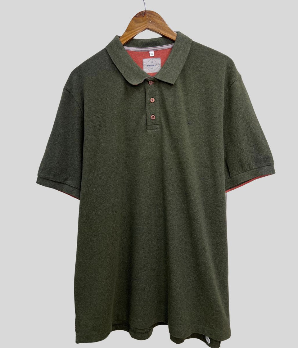 Mens Forest Green Cotton Polo Shirt