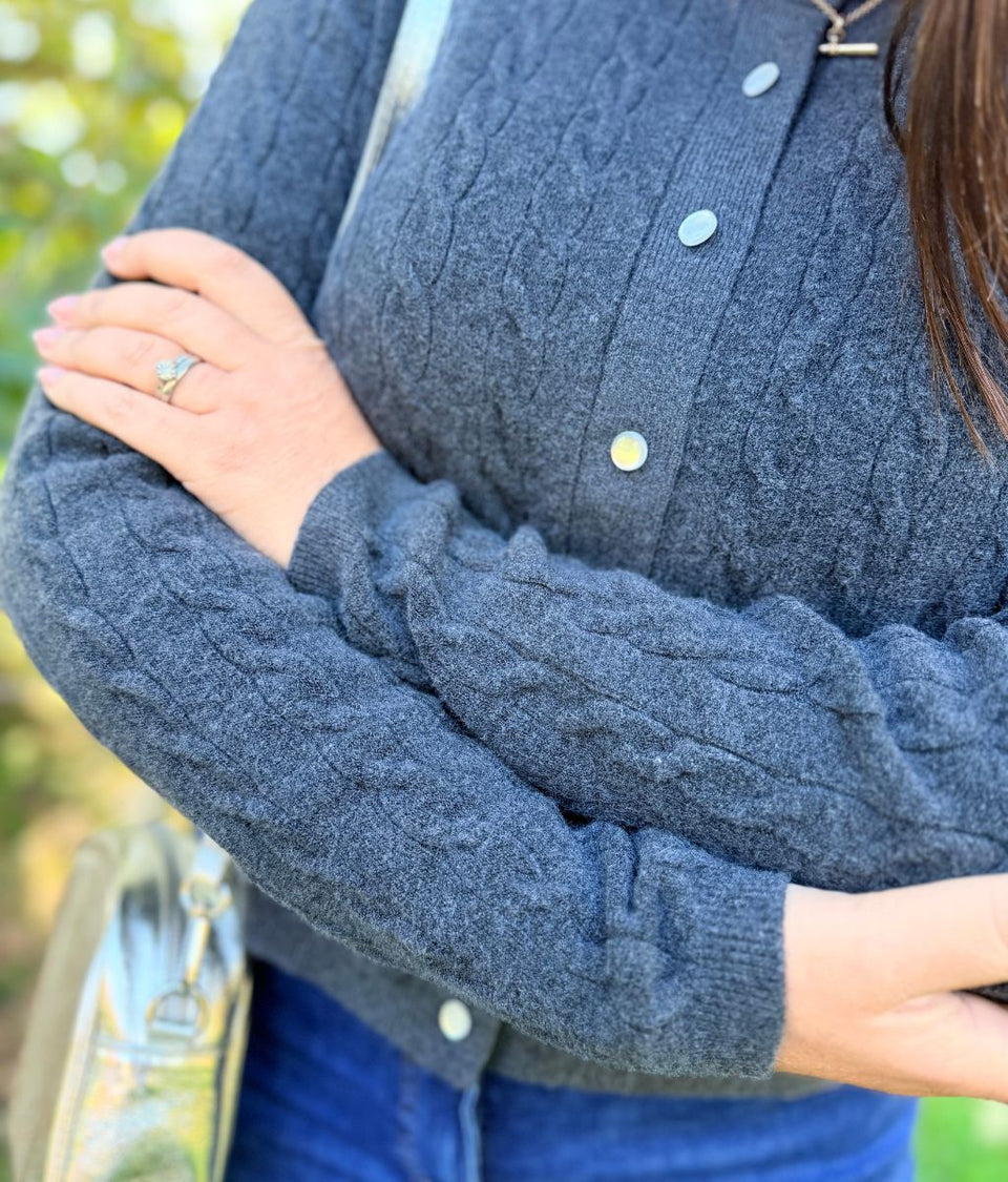 Charcoal Soft Touch Cable Knit Cardigan