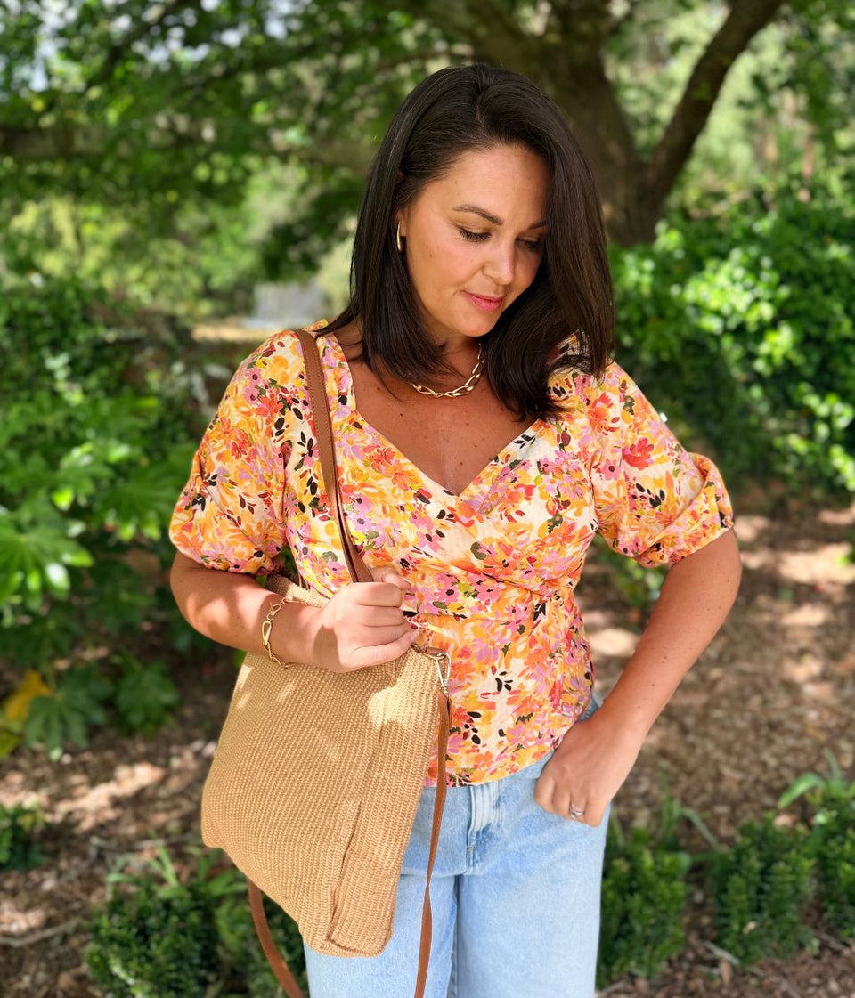 Floral Watercolour Wrap Top