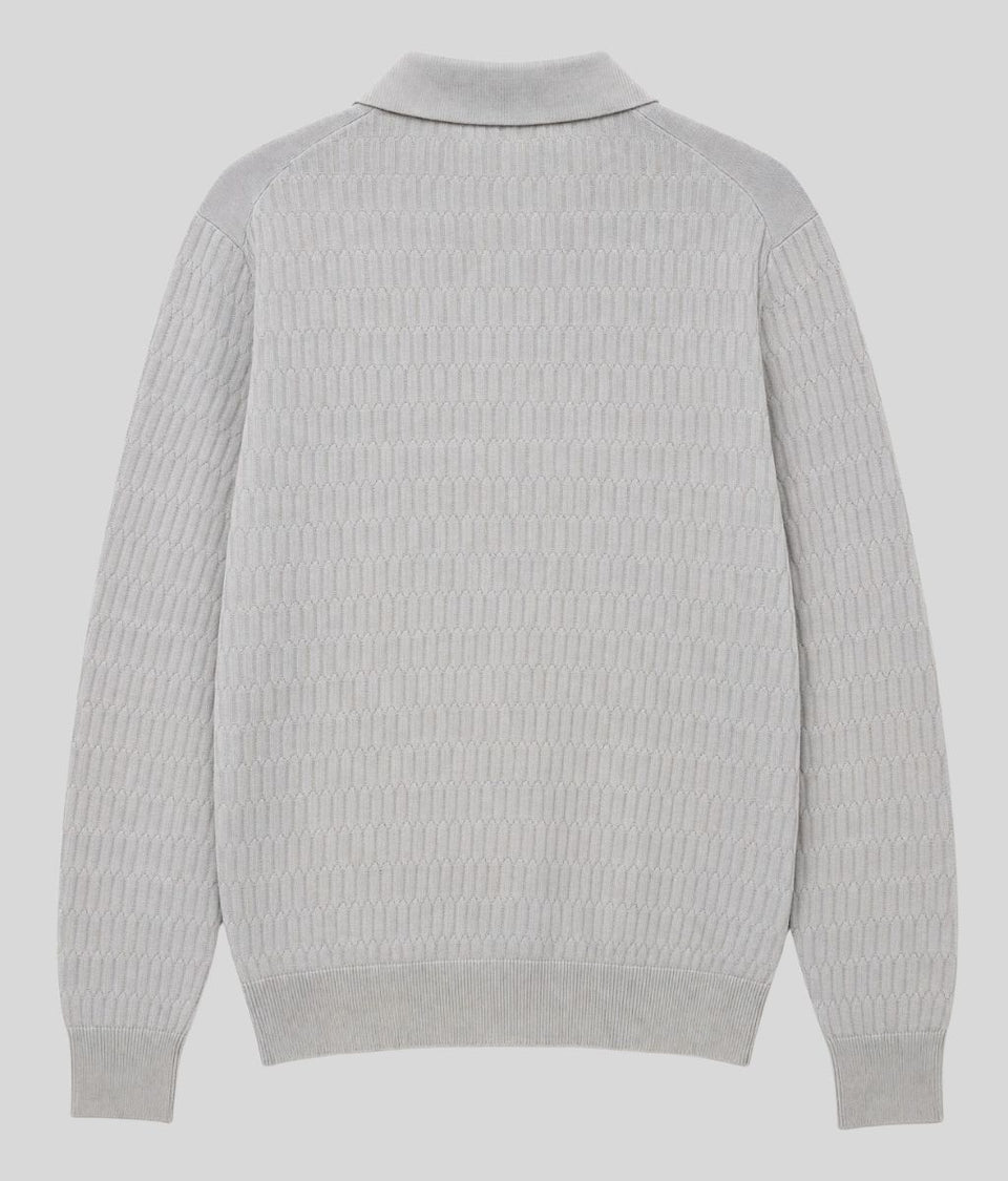 Mens Grey Cotton Modal Geometric Knit Jumper