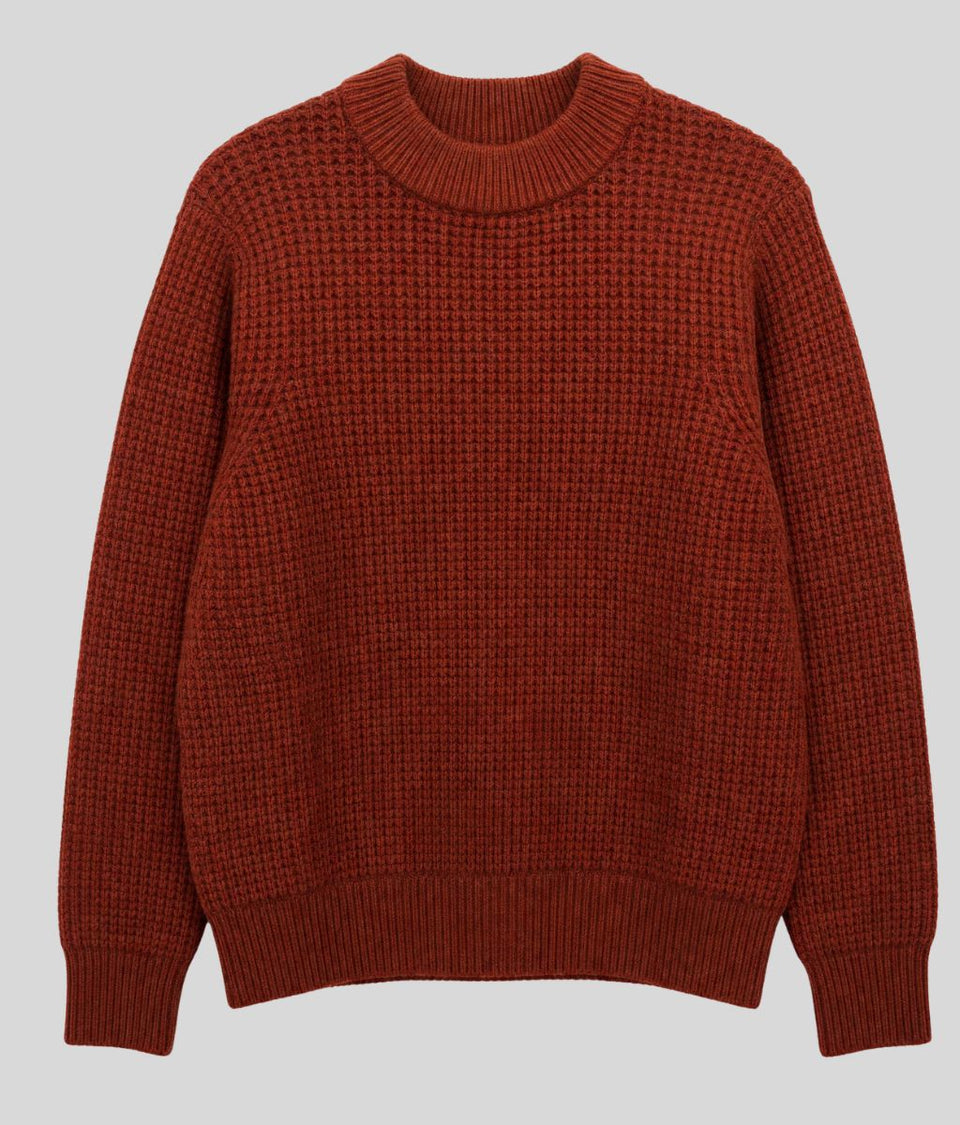 Mens Maroon Waffle Knit Jumper