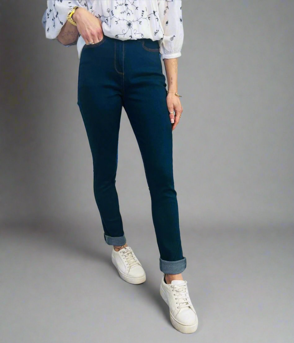 Women's Indigo Stretch Slim Leg Jeans Denim Trousers