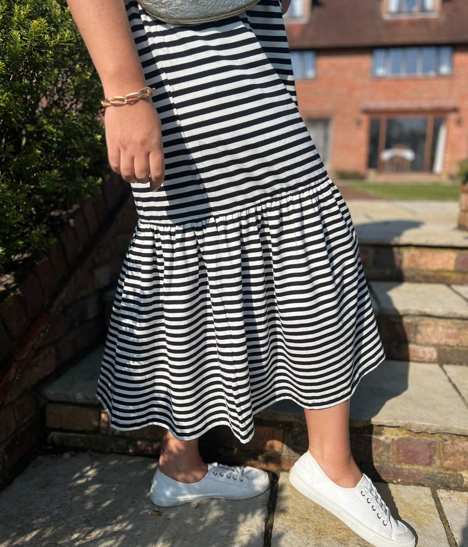 Black & White Premium Striped Jersey Dress