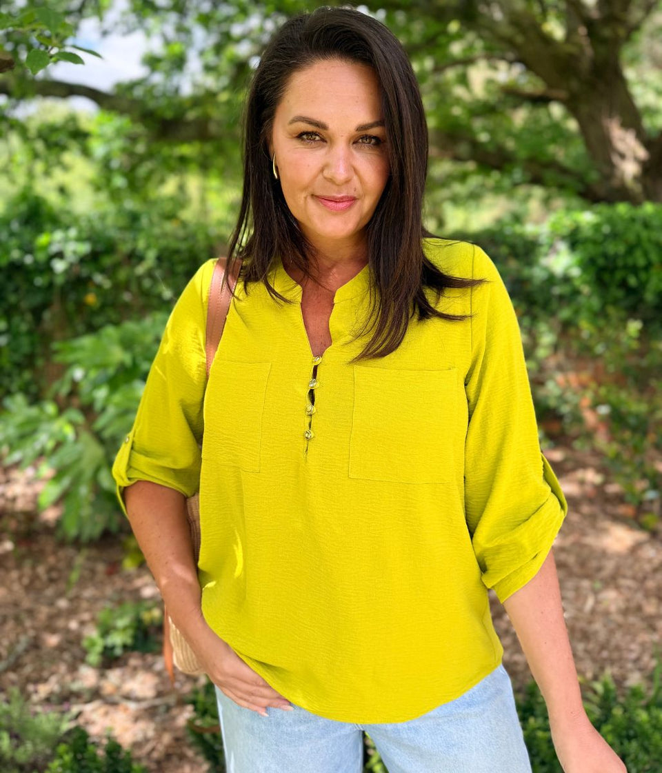 Lime Popover Tunic Blouse