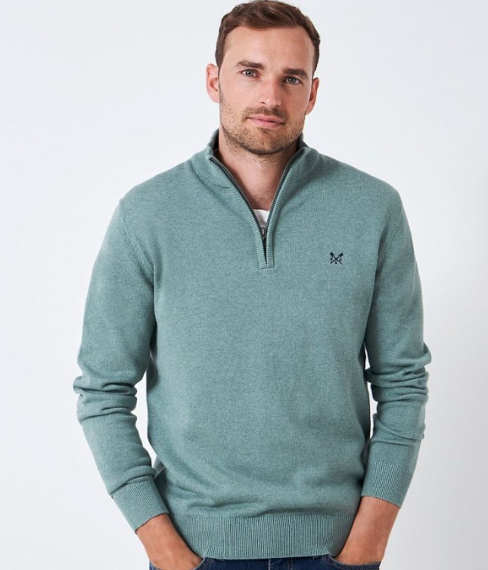 Aqua Mens Cotton Half Zip Jumper