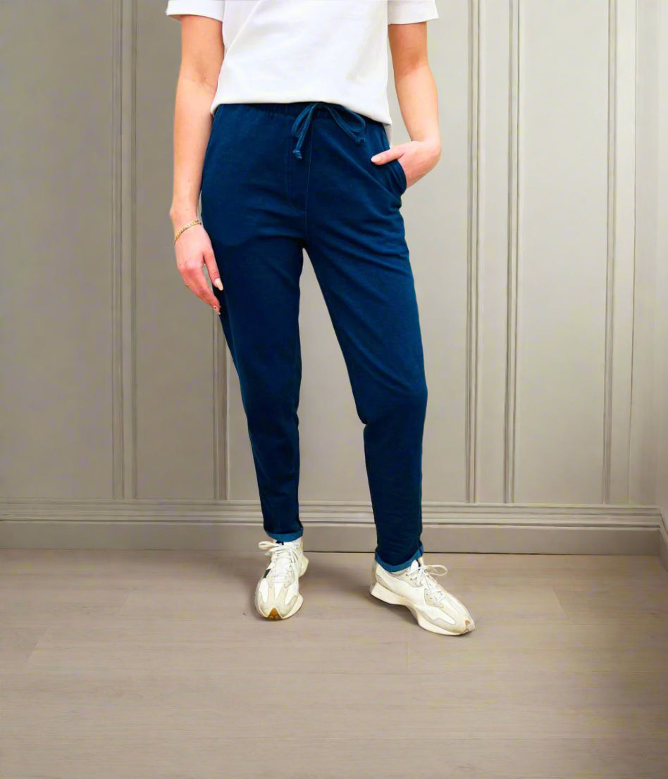 Navy Cotton Rich Tapered Jogger Trousers