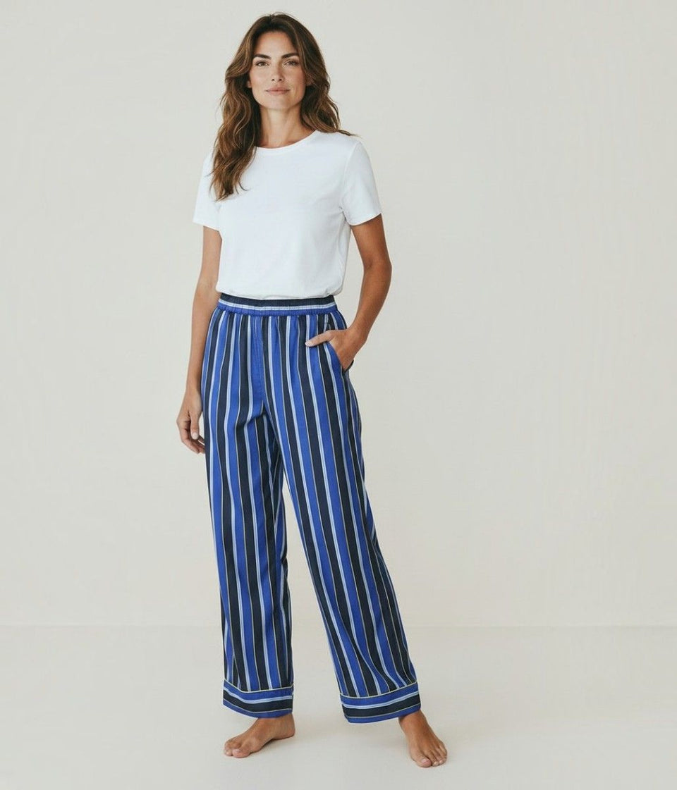 Navy Striped Designer Sleepwear Bottoms