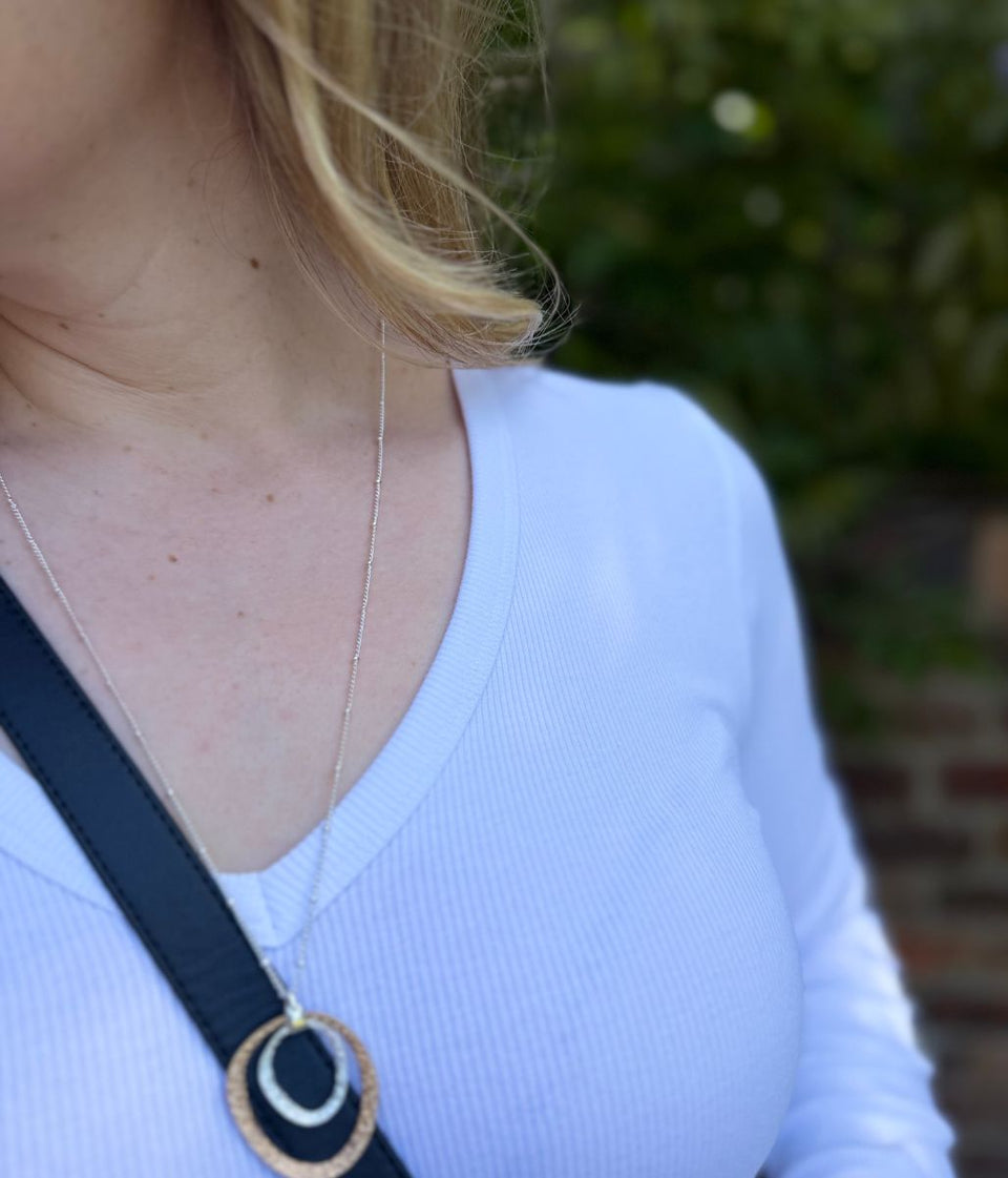 White Cotton Rich Ribbed V Neck Top