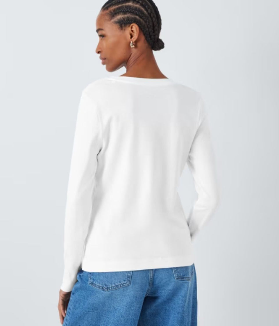 White Organic Cotton Relaxed Long Sleeve T Shirt