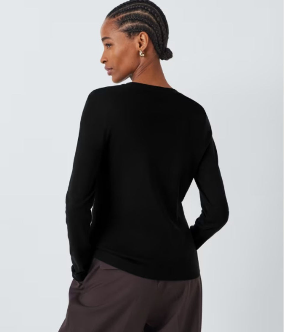 Black Organic Cotton Relaxed Long Sleeve T Shirt