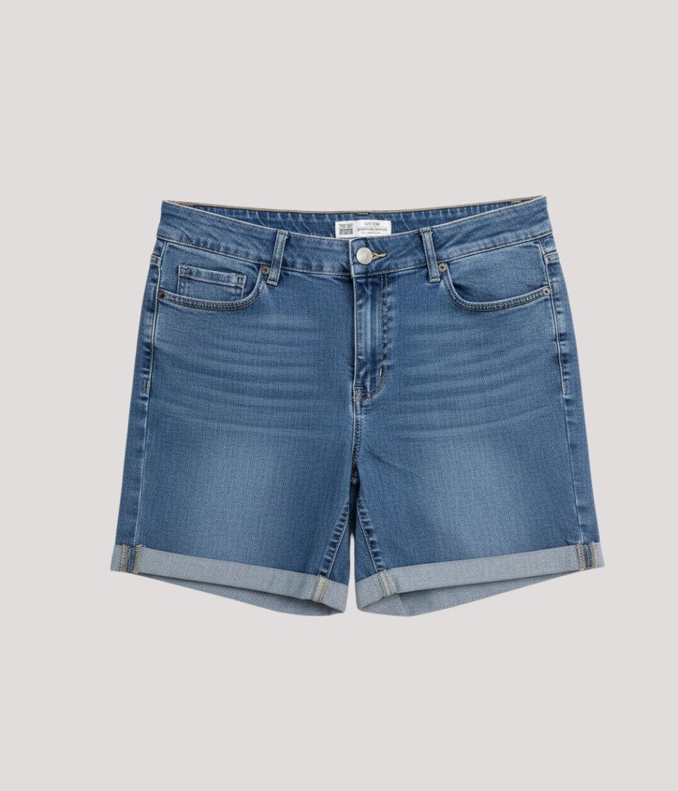 Light Denim Turn Up Shorts