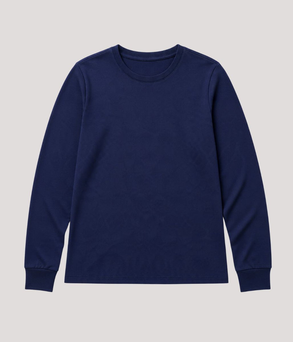Navy Long Sleeve Organic Cotton Slub T Shirt