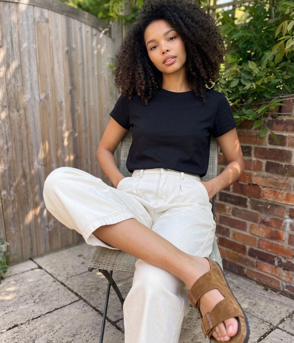 Ecru Barrel Leg Cropped Jean