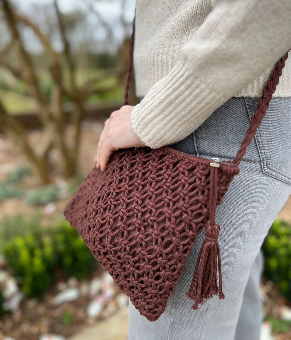Brown Cross Body Crochet Bag