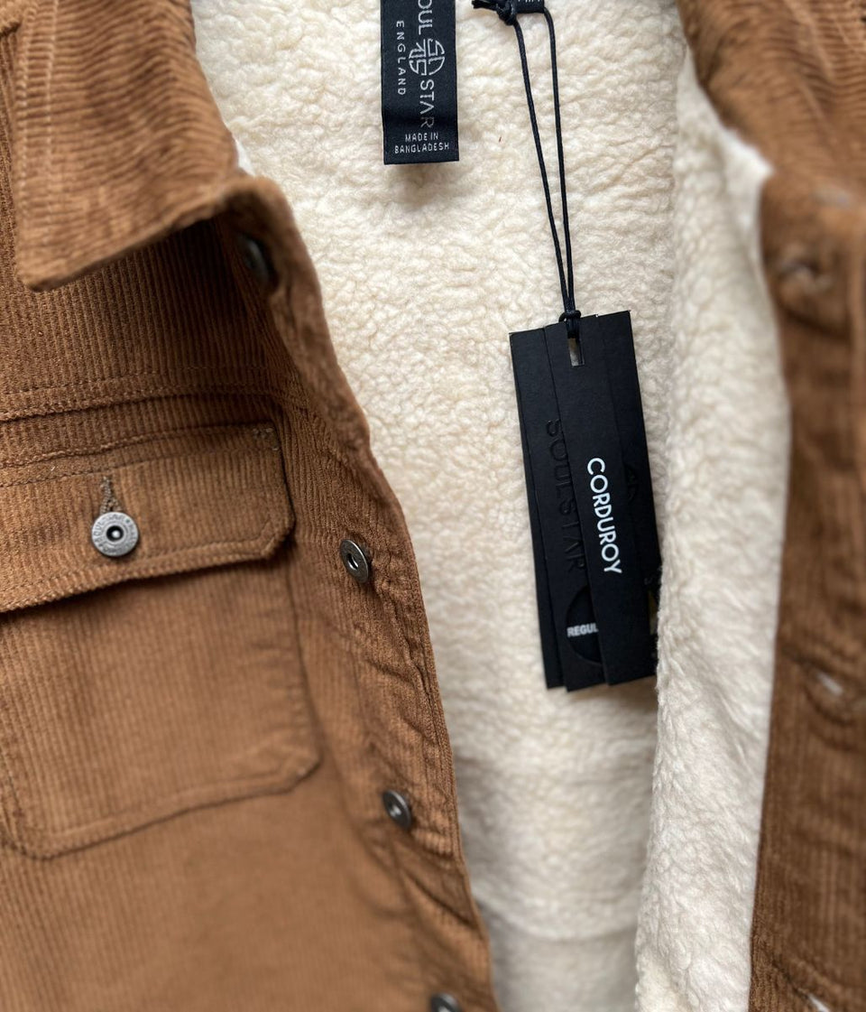 Mens Brown Sherpa Corduroy Jacket