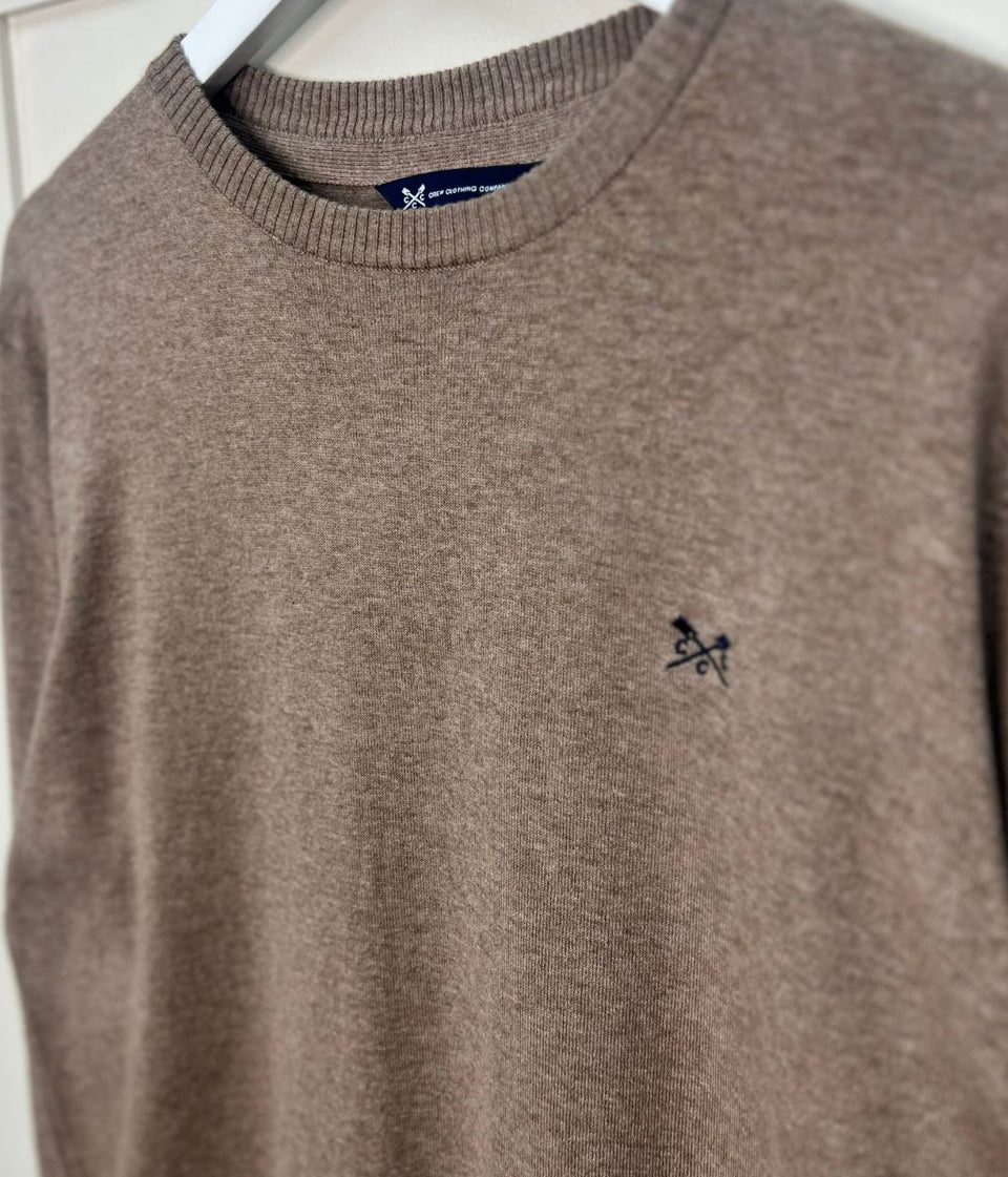 Camel Mens Cotton Crew Neck Logo Jumper