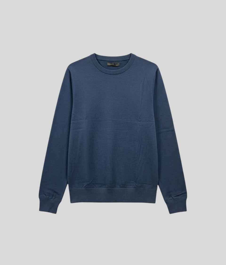 Mens Petrol Blue Fine Pure Cotton Jumper