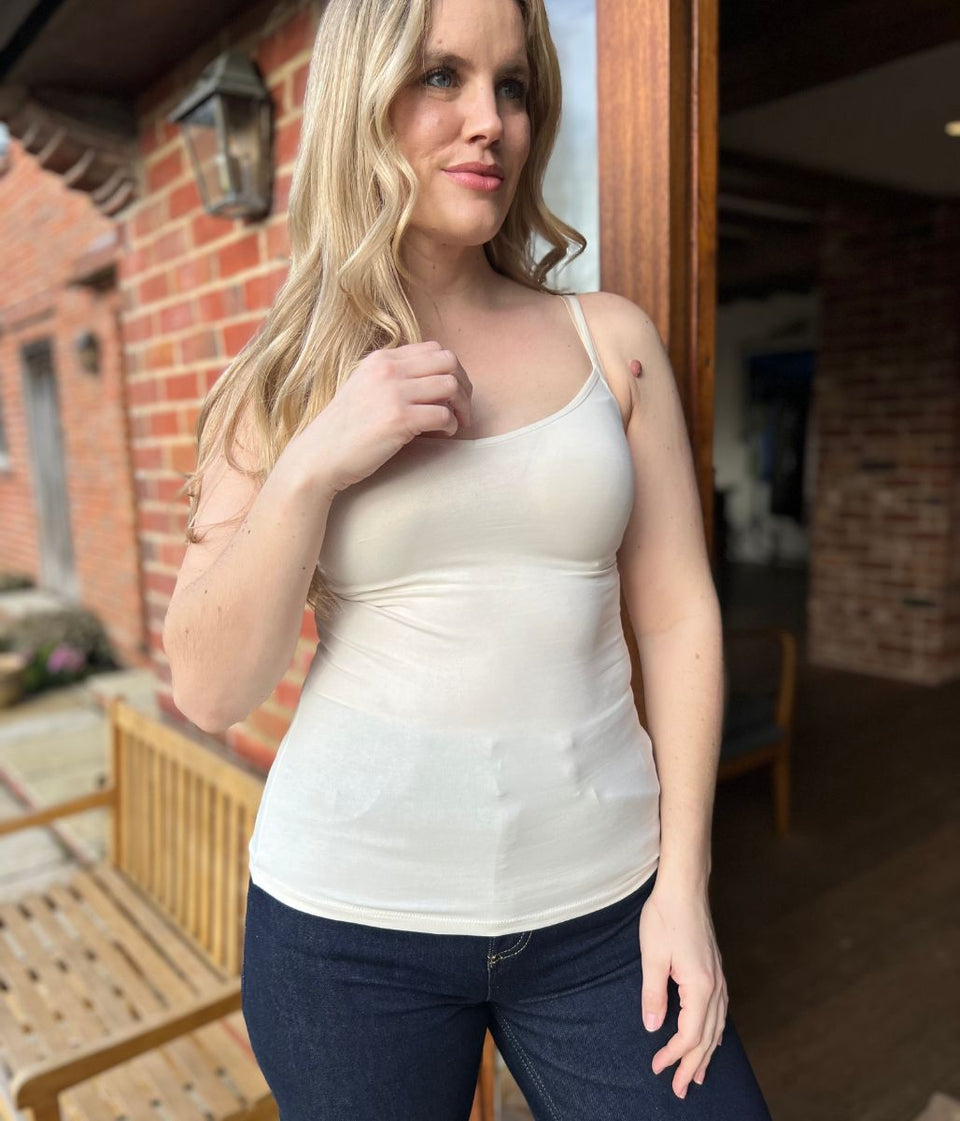 Cream V Neck Cami Top