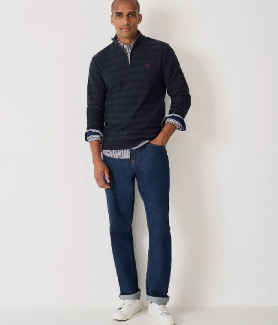 Navy Cashmere & Silk Blend 1/4 Zip Jumper