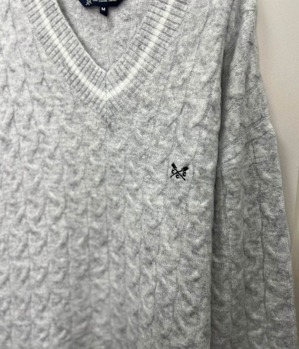 Grey V Neck Oversized Cricket Jumper