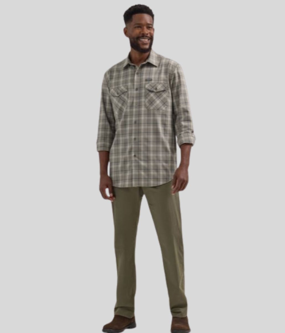 Mens Green Checked Utility Shirt