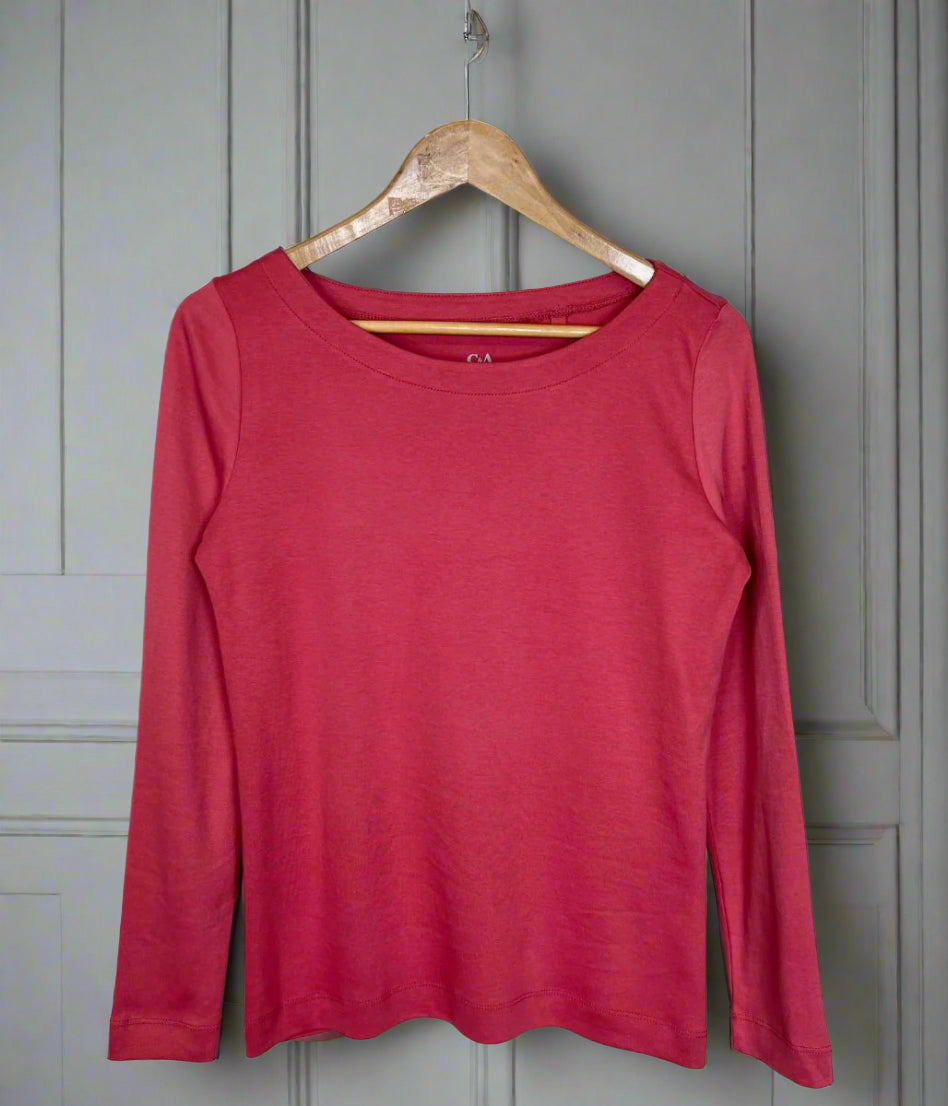 Pink Cotton Long Sleeve Top