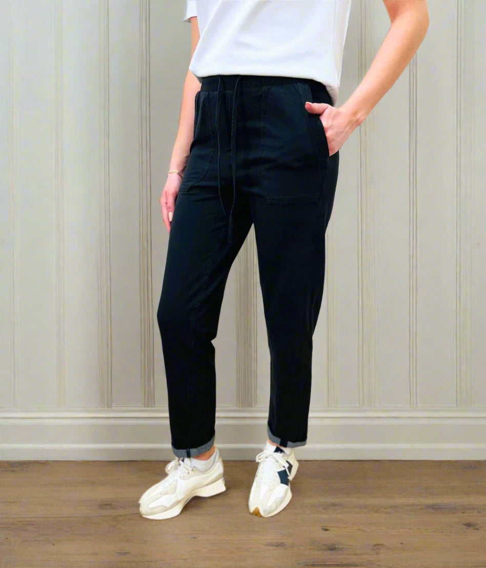 Black Cotton Rich Straight Leg Jogger Trousers