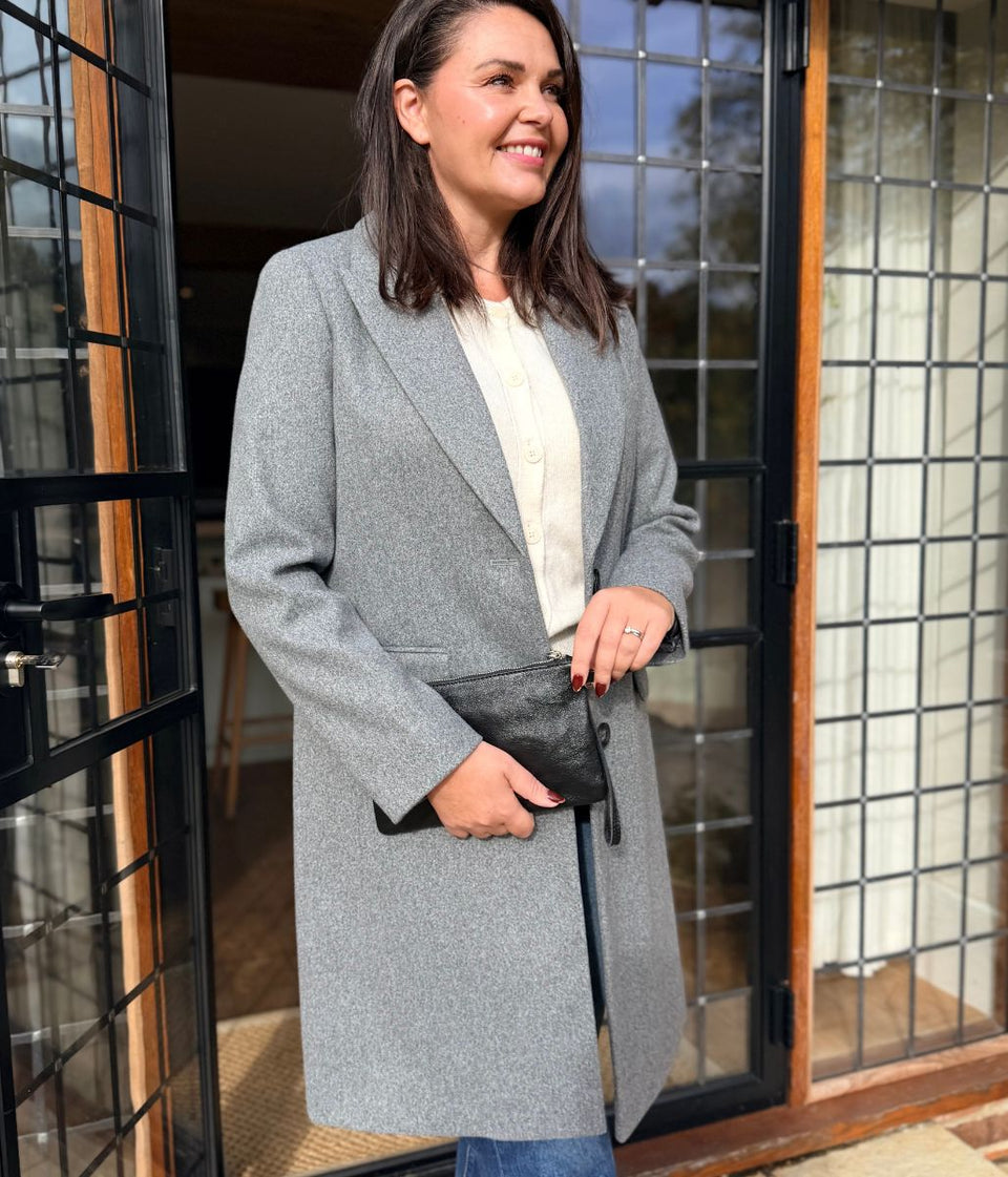 Grey Single Breasted City Coat