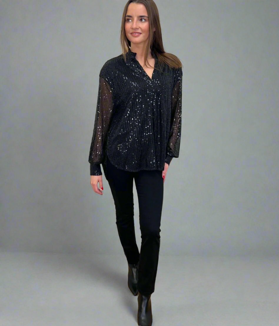 Black Sequined Sparkle Top