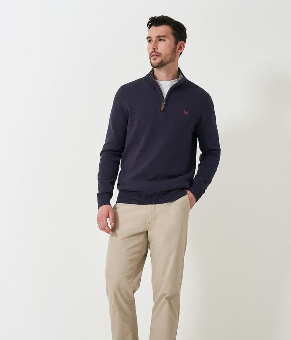 Navy Mens Cotton Half Zip Jumper