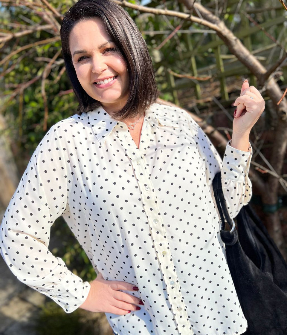 Ivory Dot Print Becca Shirt