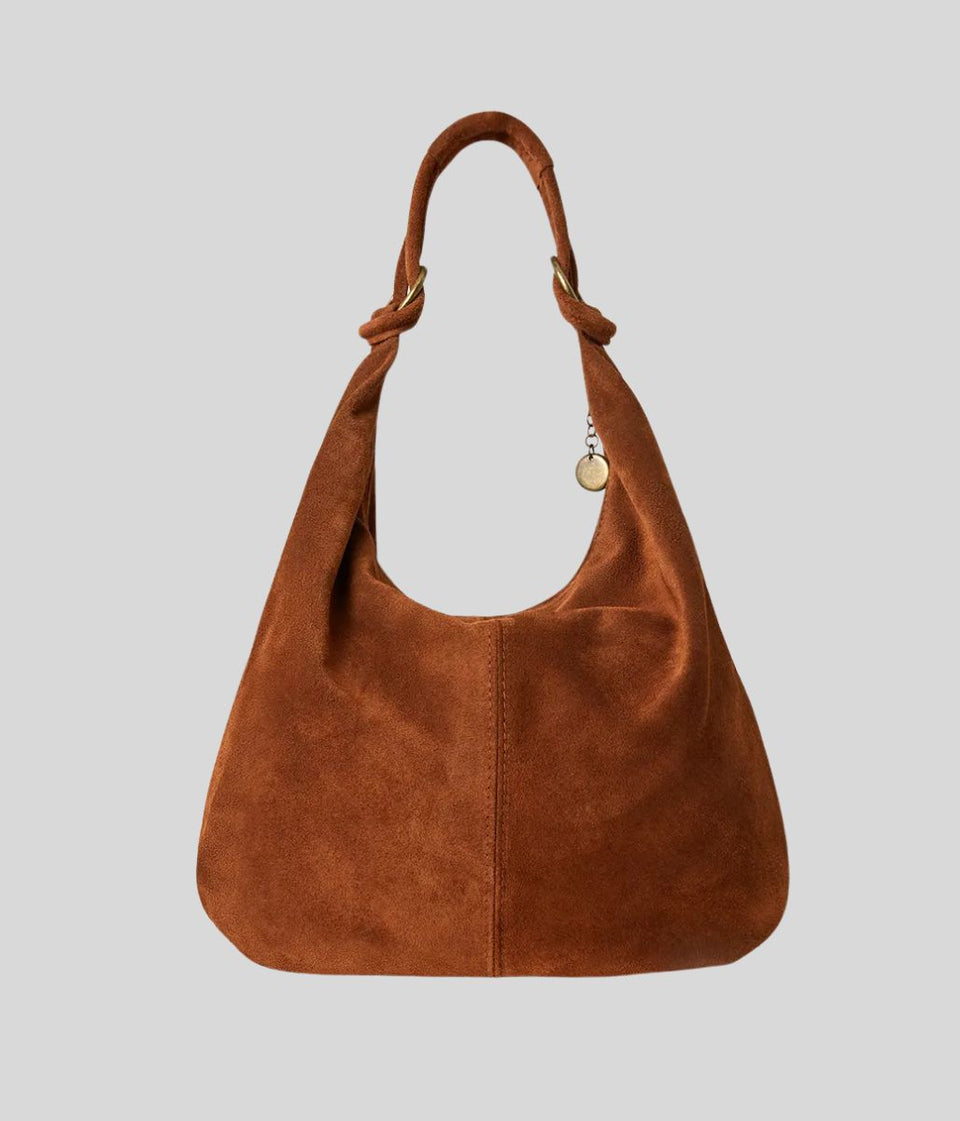 Tan Suede Willow Slouch Bag