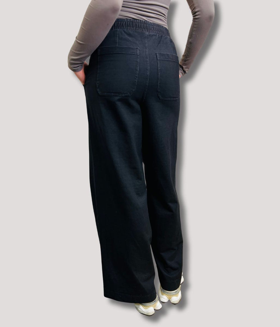 Black Casual Wide Leg Trousers