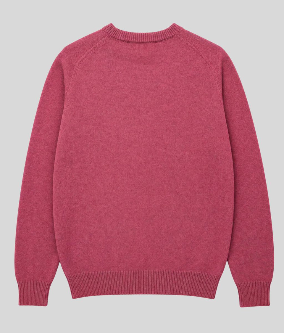 Mens Pink Wool Crew Neck Jumper