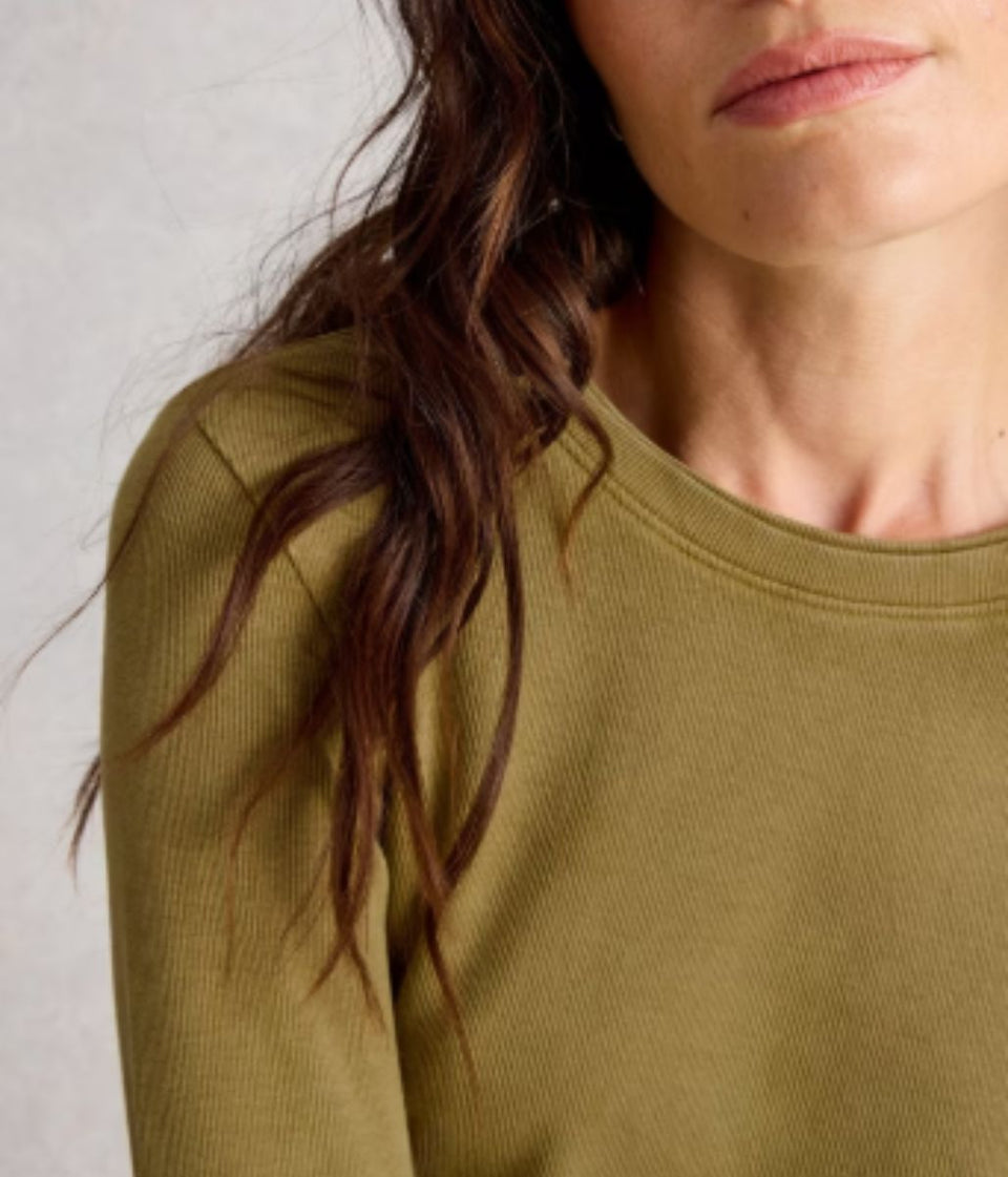 Olive Long Sleeved Sadie Ribbed Top