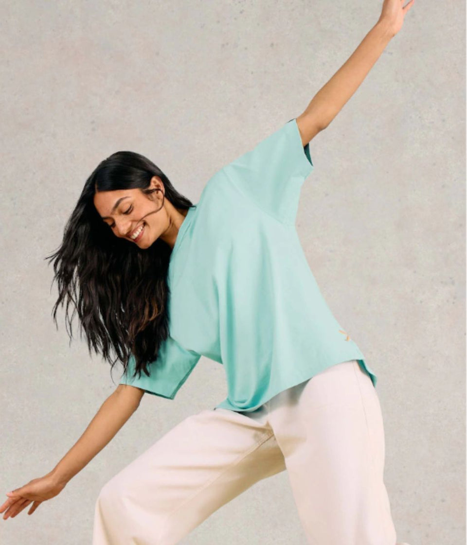 Aqua Cotton Relaxed Graphic T Shirt