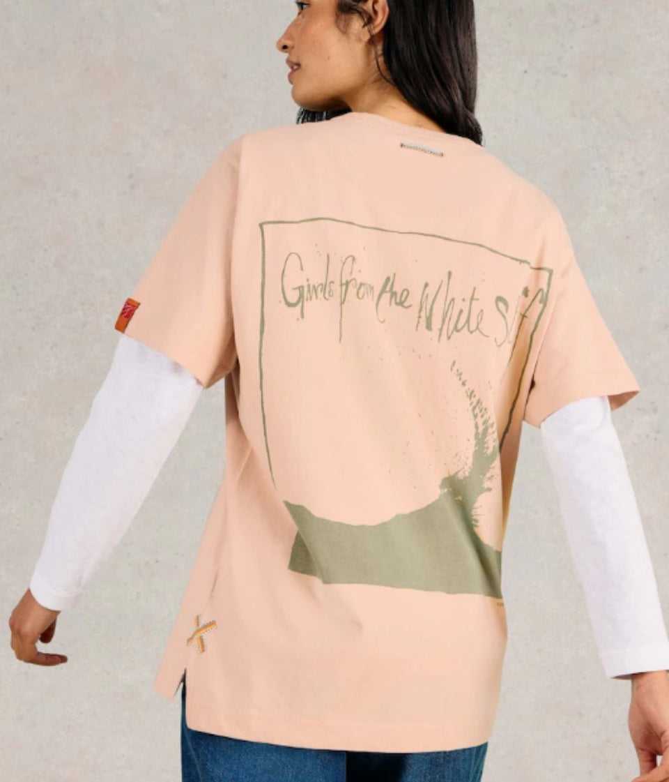 Pink Cotton Relaxed Graphic T Shirt